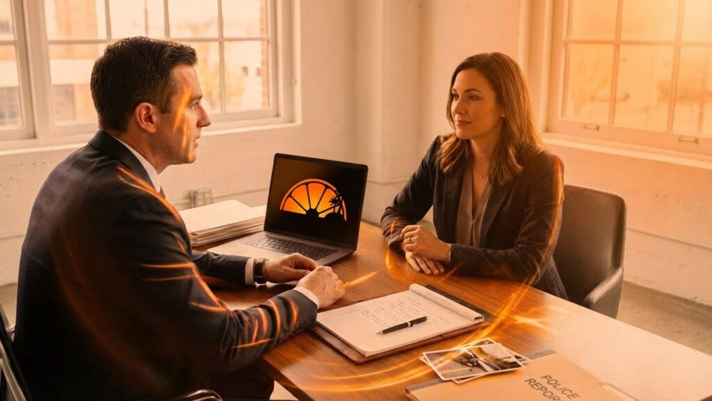 Car accident lawyer consultation – client preparing for a free case review